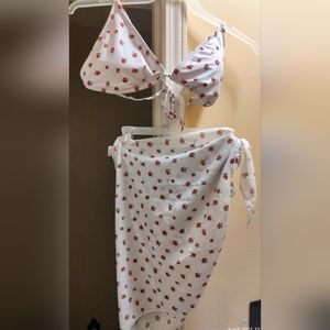 White Bikini with Red Roses